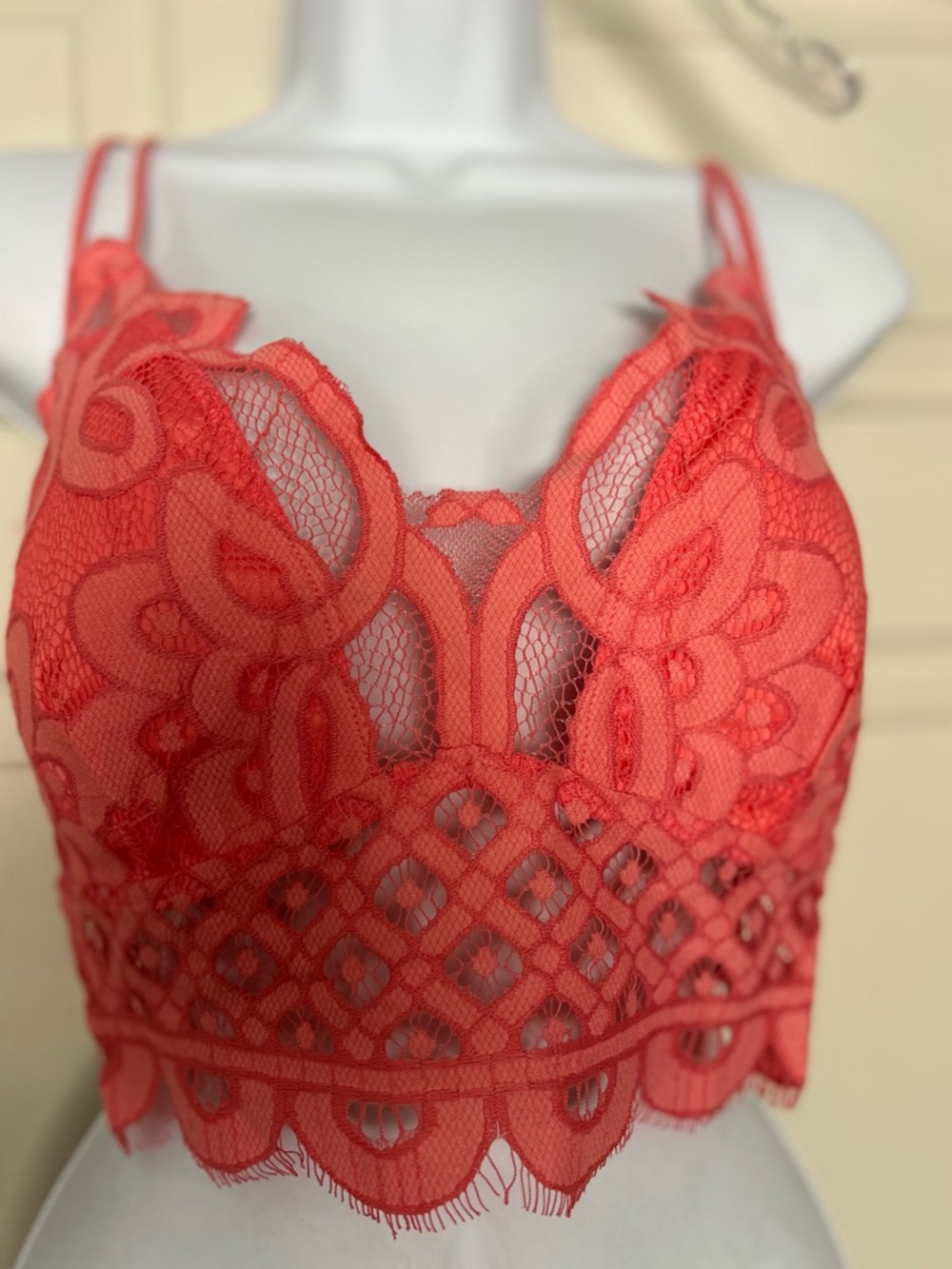 NWT Lace Bralette Crop Top - Coral